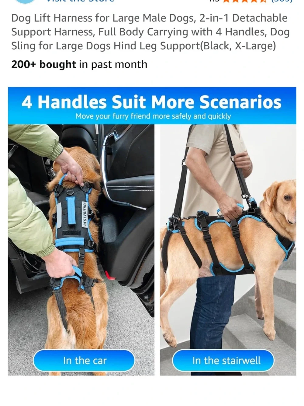 BNIB Lafoty Full-Body Dog Lift Harness with Rear Support Handles XL